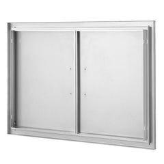 BBQ Access Door, 915x610 mm Double Outdoor Kitchen Door, Stainless Steel Flush Mount Door, Wall Vertical Door with Handles, for BBQ Island, Grilling Station, Outside Cabinet