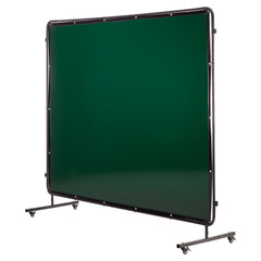 Welding Screen with Frame, 3-Panel 1.74 x 2.34m Welding Curtain Screen, Flame-Resistant Vinyl Protection Screens with 12 Wheels & 6-Level UV Protection for Workshop/Industrial Use, Dark Green