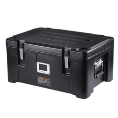 Insulated Food Pan Carrier, 36Qt Capacity, Stackable Catering Hot Box with 3 Stainless Steel Pans, Top Load LLDPE Food Warmer with Elastic Side Handles and Buckles, for Restaurant Canteen, Black