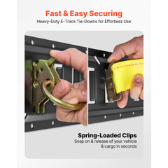 E-Track Tie-Down Rail Kit, 4 Pack 0.4 m E Tracks Set, 21 Pcs Includes 2 Ratchet Straps & 4 O-Rings & 4 Tie-Offs with D-Ring & 2 Single Slots & 8 End Caps & 1 Bag, Fit for Garages Vans Trailers