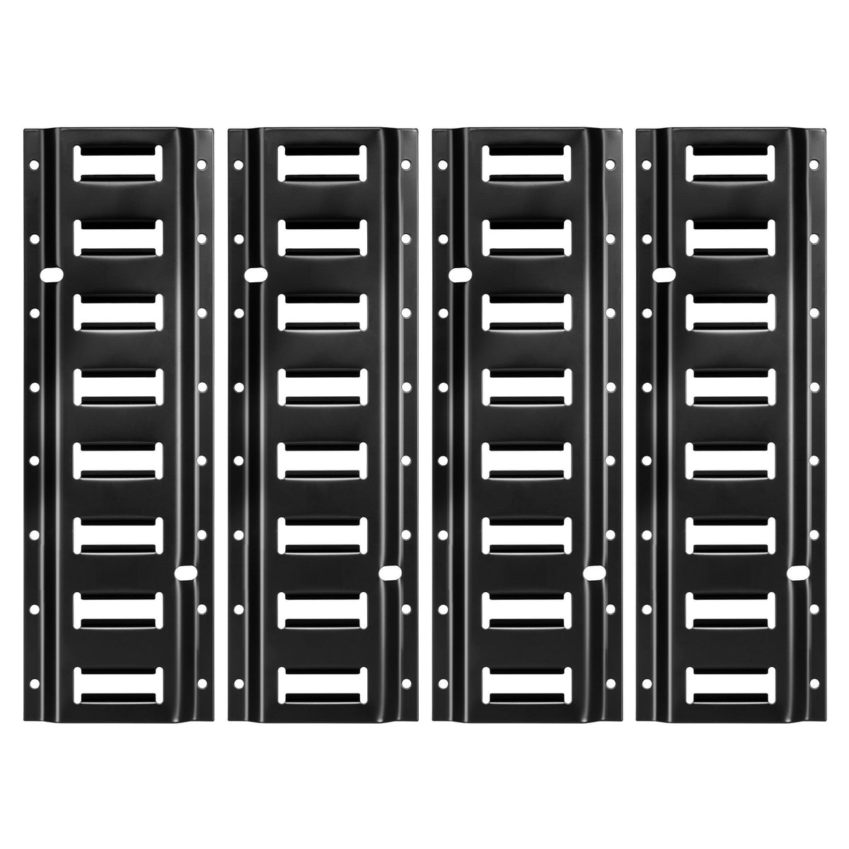 E-Track Tie-Down Rail Kit, 4 Pack 0.4 m E Tracks Set, 21 Pcs Includes 2 Ratchet Straps & 4 O-Rings & 4 Tie-Offs with D-Ring & 2 Single Slots & 8 End Caps & 1 Bag, Fit for Garages Vans Trailers