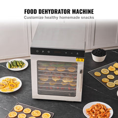 10 Trays Food Dehydrator Machine Stainless Steel 800W Jerky Fruit Drying