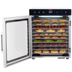 10 Trays Food Dehydrator Machine Stainless Steel 800W Jerky Fruit Drying