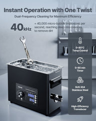 6L Ultrasonic Cleaner, Professional Ultrasonic Cleaner Machine with Knob Control, Stainless Steel Cleaning Machine with Basket and Cleaning Ball, for Watches, Razors, Jewelry, Coins and More