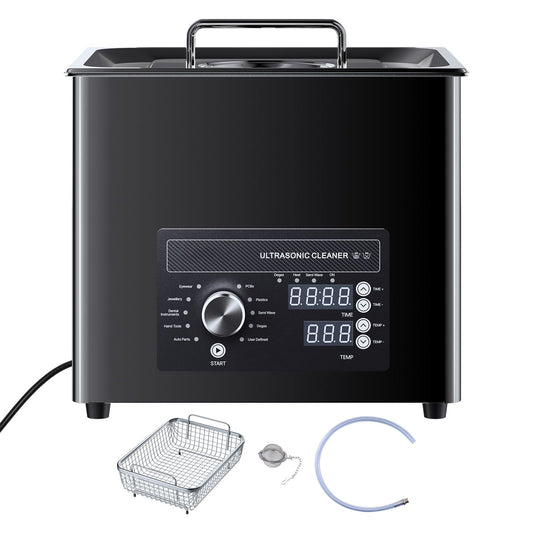 10L Ultrasonic Cleaner, Professional Ultrasonic Cleaner Machine with Knob Control, Stainless Steel Cleaning Machine with Basket and Cleaning Ball, for Watches, Razors, Jewelry, Coins and More