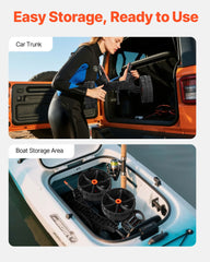 Kayak Cart, 136.1 kg Load Capacity, Foldable Kayak Trolley with 25.4 cm Solid Rubber Tires & 1 Ratchet Strap, Paddle Board Trolley for Carrying Kayaks, Canoes, Paddleboards, Float Mats,Jon Boats