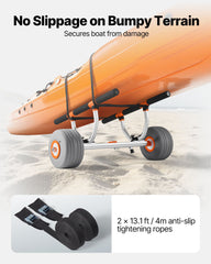 Kayak Cart, 158.8 kg Load Capacity, Kayak Trolley with 30.5 cm Inflatable PU Tires & 2 Straps, Assembles & Disassembles Within Seconds, Paddle Board Trolley for Carrying Kayaks and Canoes