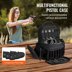 Tactical Range Backpack for 6 Pistols Gun Backpack Black