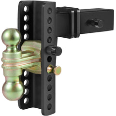 Adjustable Trailer Hitch, 203.2 mm Drop & 165.1 mm Rise Hitch Ball Mount with 63.5 mm Receiver, Solid Tube, 6577 kg GTW, 50.8 mm & 58.7 mm 45# Steel Tow Balls with Key Lock for Truck Towing