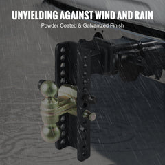 Adjustable Trailer Hitch, 25 cm Drop & 21.59 cm Rise Hitch Ball Mount with 6.35 cm Receiver Solid Tube, 6577 kgs GTW, 5.08 cm & 5.08-0.79 cm 45# Steel Tow Balls with Key Lock for Truck Towing