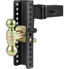 Adjustable Trailer Hitch, 25 cm Drop & 21.59 cm Rise Hitch Ball Mount with 6.35 cm Receiver Solid Tube, 6577 kgs GTW, 5.08 cm & 5.08-0.79 cm 45# Steel Tow Balls with Key Lock for Truck Towing