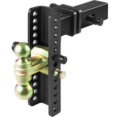 Adjustable Trailer Hitch, 25 cm Drop & 21.59 cm Rise Hitch Ball Mount with 6.35 cm Receiver Solid Tube, 6577 kgs GTW, 5.08 cm & 5.08-0.79 cm 45# Steel Tow Balls with Key Lock for Truck Towing