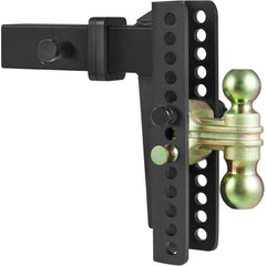 Adjustable Trailer Hitch, 25 cm Drop & 21.59 cm Rise Hitch Ball Mount with 6.35 cm Receiver Solid Tube, 6577 kgs GTW, 5.08 cm & 5.08-0.79 cm 45# Steel Tow Balls with Key Lock for Truck Towing