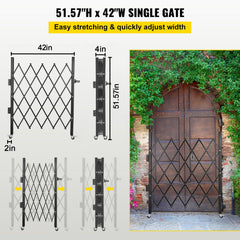 Single Folding Security Gate Folding Door Gate 37"W x 48"H Scissor Gate