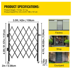 Single Folding Security Gate Folding Door Gate 37"W x 48"H Scissor Gate