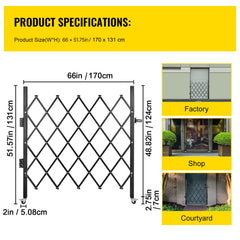 Single Folding Security Gate Folding Door Gate 48"H x 66"W Scissor Gate