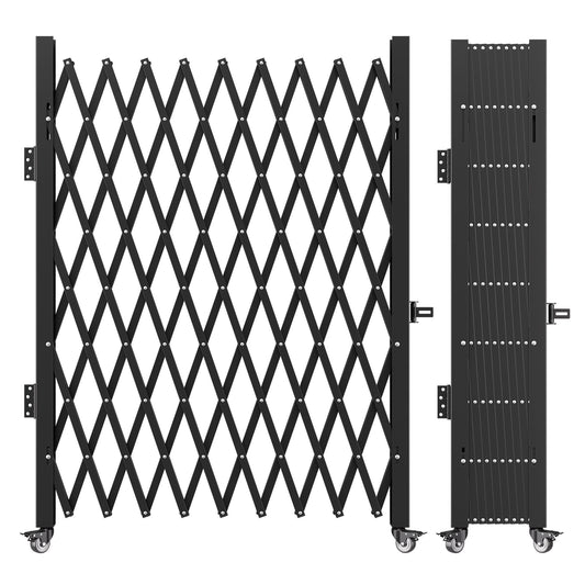 Single Folding Security Gate, 85" H x 95" W Folding Door Gate, Steel Accordion Security Gate, Flexible Expanding Security Gate, Rolling Barricade Gate, Scissor Gate/Door with Padlock