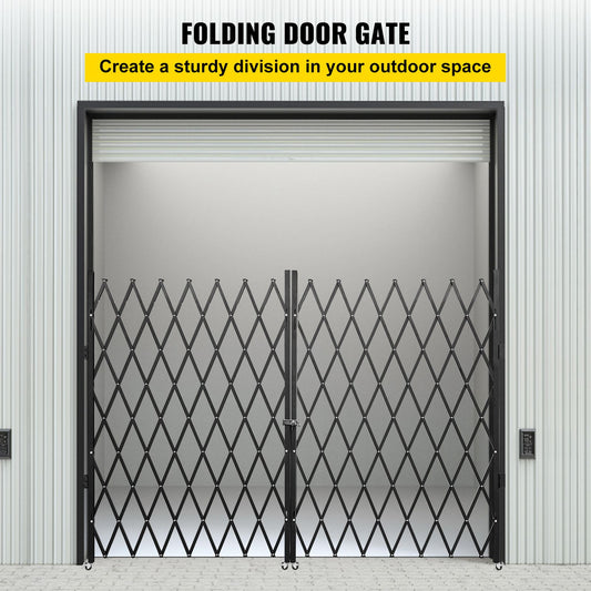 Double Folding Security Gate Folding Door Gate 5.1' H x 10.2' W Scissor Gate