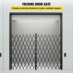Double Folding Security Gate Folding Door Gate 5.1' H x 10.2' W Scissor Gate