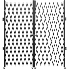 Double Folding Security Gate Folding Door Gate 5.1' H x 10.2' W Scissor Gate