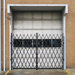 Double Folding Security Gate Folding Door Gate 5.1' H x 10.2' W Scissor Gate