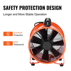 Portable Ventilator, 254mm/10inch Heavy Duty Cylinder Fan with 10m Duct Hose, 300W Strong Shop Exhaust Blower 1720CFM, Industrial Utility Blower for Sucking Dust, Smoke, Smoke Home/Workplace