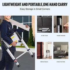 Telescoping Extension Ladder 8.5FT One-button Retraction 375 LBS Capacity