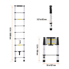Telescoping Extension Ladder 8.5FT One-button Retraction 375 LBS Capacity