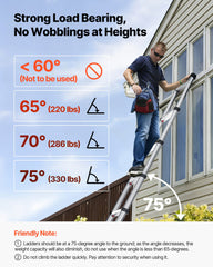 3.8m Telescoping Ladder, Aluminum Lightweight Multi-Purpose Collapsible Extension, One-Touch Retraction Ladder, Heavy Duty 150kg Max Capacity with Non-Slip Feet, for Home, Outdoor Work, Loft