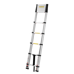 3.8m Telescoping Ladder, Aluminum Lightweight Multi-Purpose Collapsible Extension, One-Touch Retraction Ladder, Heavy Duty 150kg Max Capacity with Non-Slip Feet, for Home, Outdoor Work, Loft
