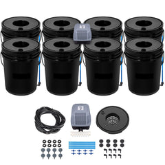 DWC Hydroponics Grow System Deep Water Culture 8 Buckets with Air Pump