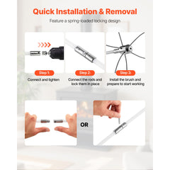 Chimney Sweep Kit, 10m Maximum Extendable Length Chimney Brush, Chimney Cleaner Sweeper with Dual Brush Heads, Brush & Goggles, Fireplace Cleaning Tool for Square, Rectangle, Arch Chimneys