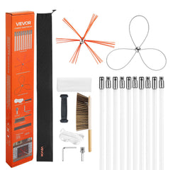 Chimney Sweep Kit, 10m Maximum Extendable Length Chimney Brush, Chimney Cleaner Sweeper with Dual Brush Heads, Brush & Goggles, Fireplace Cleaning Tool for Square, Rectangle, Arch Chimneys