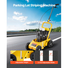 Striping Line Marking Machine, 610 x 330 x 900 mm, 4-Wheel, Heavy Duty Striping Line Machine with 56-102 mm Adjustable Width, Make Clear Edge Line for Roads, Parking Lots, Sports Field, Yellow