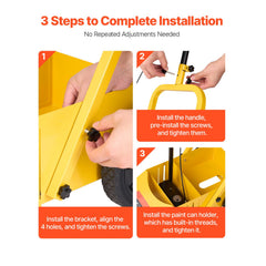 Striping Line Marking Machine, 610 x 330 x 900 mm, 4-Wheel, Heavy Duty Striping Line Machine with 56-102 mm Adjustable Width, Make Clear Edge Line for Roads, Parking Lots, Sports Field, Yellow