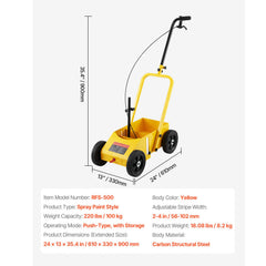 Striping Line Marking Machine, 610 x 330 x 900 mm, 4-Wheel, Heavy Duty Striping Line Machine with 56-102 mm Adjustable Width, Make Clear Edge Line for Roads, Parking Lots, Sports Field, Yellow