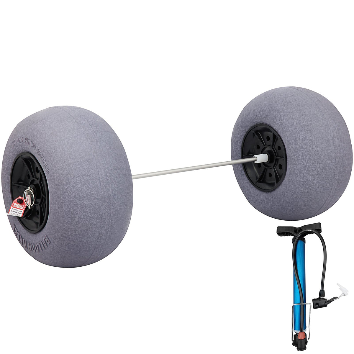Beach Balloon Wheels, 13" Sand Tires with 32" Stainless Steel Axle, TPU Cart Tires for Kayak Dolly, Canoe Cart and Buggy with Air Pump, 2-Pack