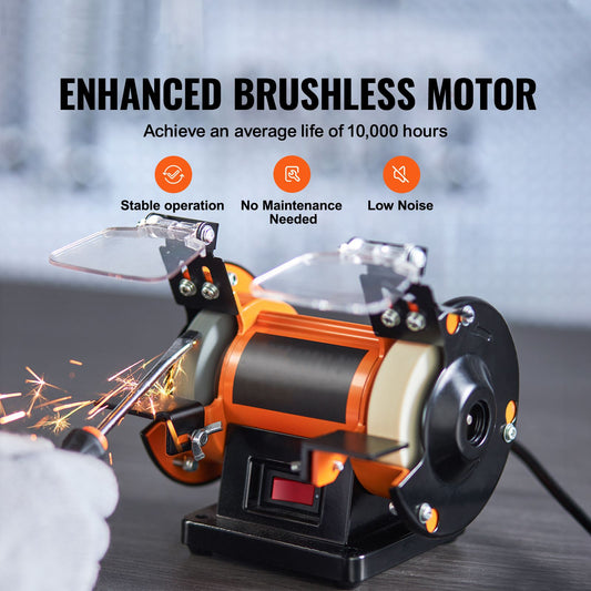 Jewelry Polisher, Bench Grinder Polishing & Buffing Machine, 3590RPM Bench Lathe Polisher with 1 Wool Wheel & 1 Abrasive Fiber Wheel & 1 Grinding Wheel & 100pcs Tools