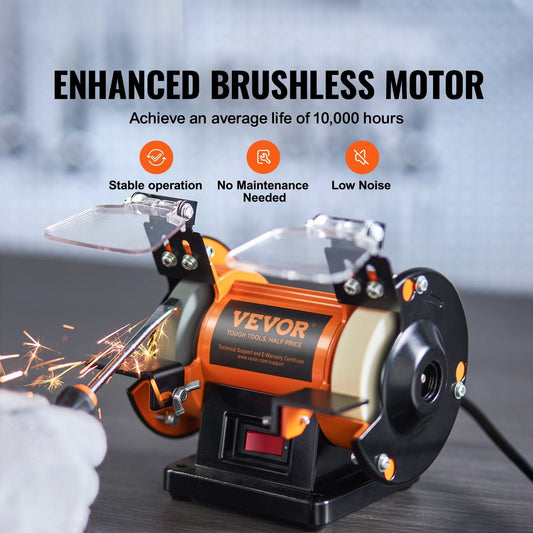 Jewelry Polisher, Bench Grinder Polishing & Buffing Machine, 3590RPM Bench Lathe Polisher with 1 Wool Wheel & 1 Abrasive Fiber Wheel & 1 Grinding Wheel & 100pcs Tools