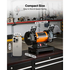 Bench Buffer Polisher, 8300-10600 RPM Adjustable Speed, Polishing & Buffing Machine with Grinding, Fiber, and Wool Wheels, 100-Piece Accessory Kit, for Jewelry, Wood, Metal, Raw Stone, Jade DIY