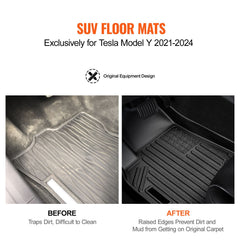 Automotive Floor Mats Fits for Tesla Model Y 2021-2024 3 pcs TPE Liners