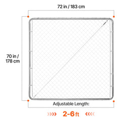 Chain Link Fence Gate, 70 x 72 in, Adjustable Chain Link Fence Panel, Fit 3 ft (W) x 4 ft (H) Garden Fence Gate Opening, Rust-Resistant Galvanized Fencing Gate for Farm Posts Not Included
