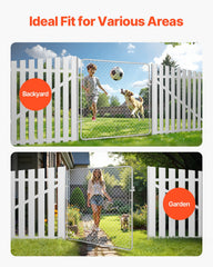 Chain Link Fence Gate, 70 x 72 in, Adjustable Chain Link Fence Panel, Fit 3 ft (W) x 4 ft (H) Garden Fence Gate Opening, Rust-Resistant Galvanized Fencing Gate for Farm Posts Not Included