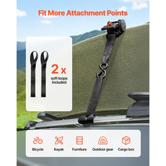 Retractable Ratchet Straps, 50.8 mm x 3 m, Tie Down Straps with S Hooks, 1375 kg Break Strength, 2 Soft Loops, Tie Down Ratcheting for Moving, Trailers, Motorcycles, Kayaks, Car Roof, 2 Pack