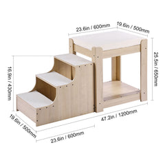 Pet Bunk Bed with Stairs Dog/Cat Window Perch for Bedside Indoor Use