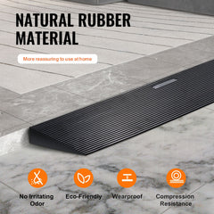 4 cm Rise Cuttable Threshold Ramp for Sweeping Robot, 90 cm Wide Natural Rubber Wheelchair Ramp, Non-Slip Solid Rubber Ramp with Double-Sided Tape for Doorways, Driveways, Bathroom, Smooth Tile