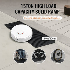 4 cm Rise Cuttable Threshold Ramp for Sweeping Robot, 90 cm Wide Natural Rubber Wheelchair Ramp, Non-Slip Solid Rubber Ramp with Double-Sided Tape for Doorways, Driveways, Bathroom, Smooth Tile