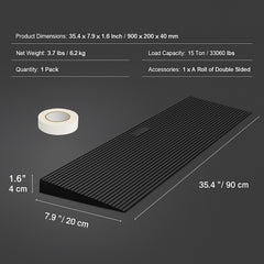 4 cm Rise Cuttable Threshold Ramp for Sweeping Robot, 90 cm Wide Natural Rubber Wheelchair Ramp, Non-Slip Solid Rubber Ramp with Double-Sided Tape for Doorways, Driveways, Bathroom, Smooth Tile
