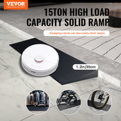3 cm Rise Cuttable Threshold Ramp for Sweeping Robot, 90 cm Wide Natural Rubber Wheelchair Ramp, Non-Slip Solid Rubber Ramp with Double-Sided Tape for Doorways, Driveways, Bathroom, Smooth Tile