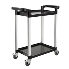 Utility Cart, 300 lbs Load Capacity, 2-tier Utility Plastic Cart with 360° Swivel Wheels (2 with Brakes), 24.4 x 16.1-inch Food Service Cart for Warehouse, Office, Home, Restaurant, Kitchen